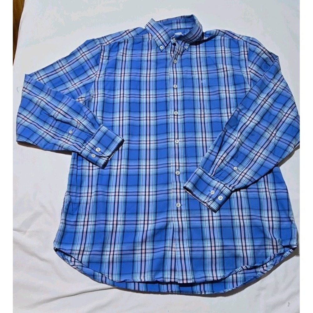 Mens Southern Tide Classic Fit Blue / White Striped Button-Down Shirt  medium